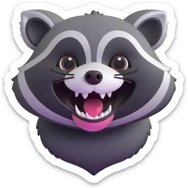 raccoon laughing so hard they are crying, tears streaming down, mouth wide open, expressive joyful face sticker
