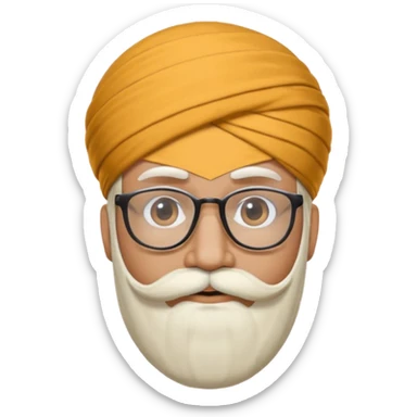 A man with a punjabi turban and having a big mustache face should be hidden he should also have glasses  sticker
