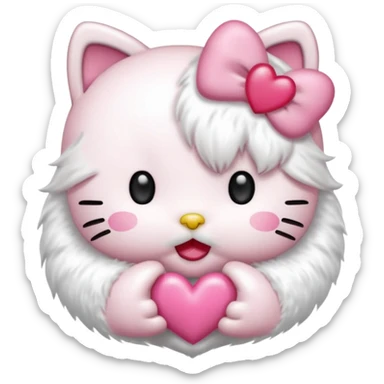 Hello kitty qui fait un bisous avec sa bouche et un cœur rose sort de sa bouche  sticker