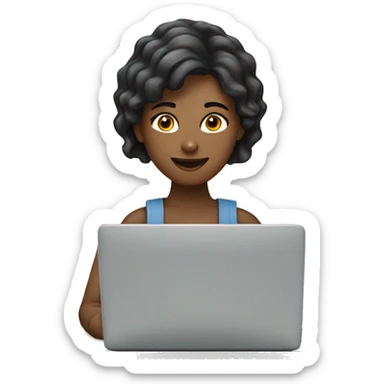 Girl working online customer service sticker