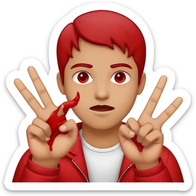 North side gang norteño all red throwing up “blood” sign with fingers sticker