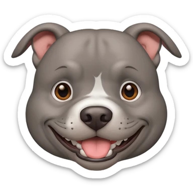 Large solid grey pitbull with an adorable face smiling  sticker