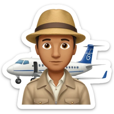 homme créole réunionnais avec chapeau arrive avion a gillot sticker