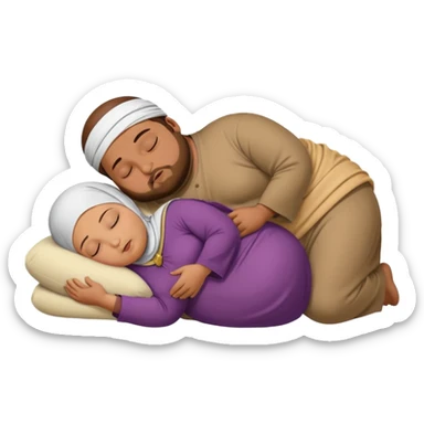 Obese brown man sleeping next to hijabi sticker