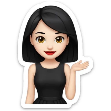 “Emoji girl, femme fatale, black hair. megan fox vibes black dress sticker