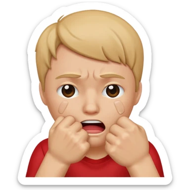 Crying face covering mouth with fist sticker