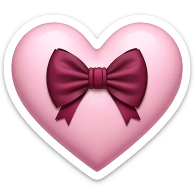 Pink heart with a burgundy bow in the middle sticker