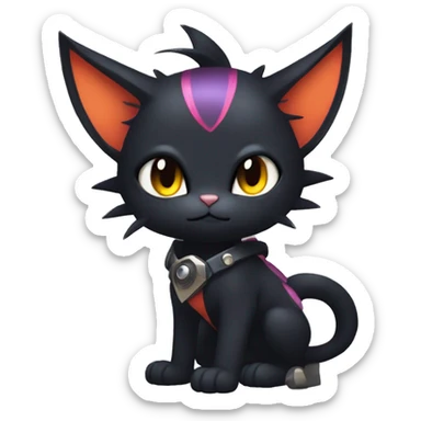 Cool Cute Edgy Black Dark Chibi Cat-Noibat-Noivern-Litten-Fakémon-hybrid sticker