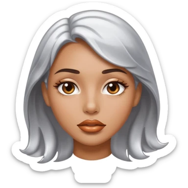 slightly parted lips, silver chrome material, glossy wet shine, seductive aesthetic sticker