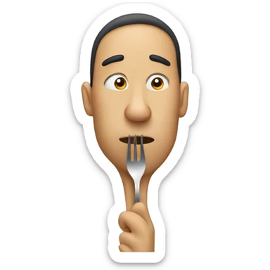 Person sniffing a spoon sticker