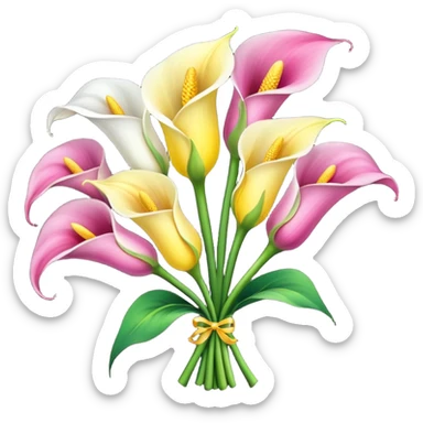 calla lily flower multicolor bouquet sticker