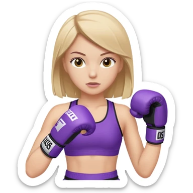 a white girl in  purple gear kickboxing sticker