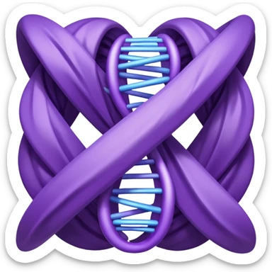 I want a DNA helix with a draped, rippled purple sheet as a background sticker