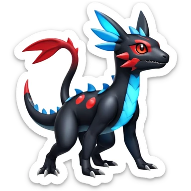 Cute Shiny Guilmon-Quilava-Salandit-Umbreon-Fakémon-hybrid-creature (full body)  sticker