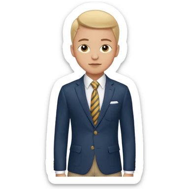 Young man, tailored trousers, a crisp button-down shirt, a blazer, and tie

 sticker