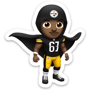 Pittsburgh Steelers player in uniform with black cape. sticker
