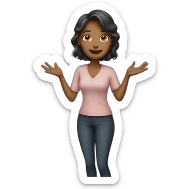 woman presenting sticker