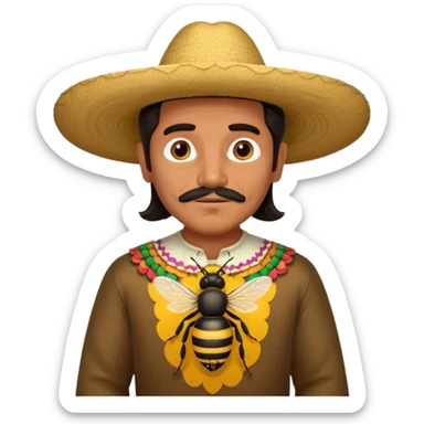 cabeza de señor mexicano, viejo, agregale un cuerpo de abeja, el pelo del señor hazlo oscuro sticker