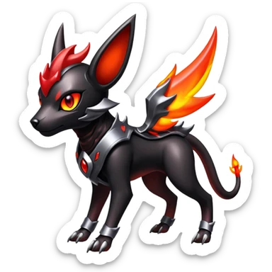Shiny Gothic Exotic Futuristic Houndoom-Genesect-Torracat-Pokémon-Fakémon-hybrid-creature sticker