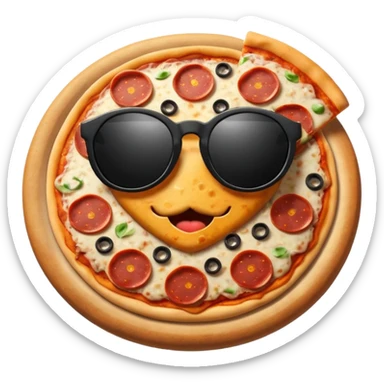 Pizza with black sunglasses sticker