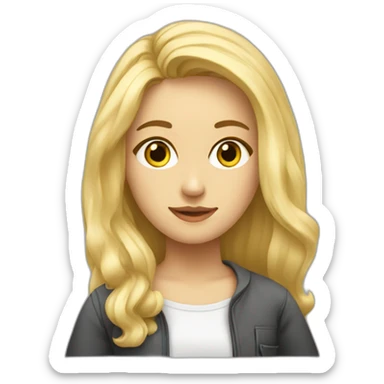 Blonde Girl studying in art school sticker