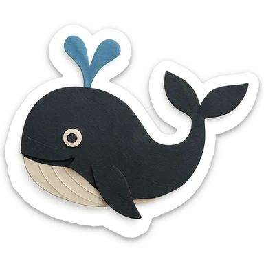 a black whale, paper craft style sticker