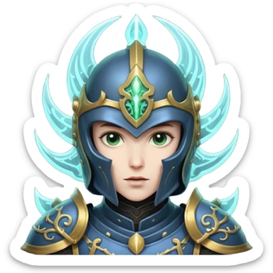 mystic knight with full face helmet and has he has eldricth powers sticker