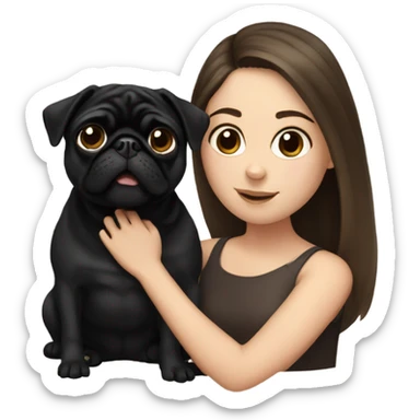 Girl with brown hair with a black pug sticker