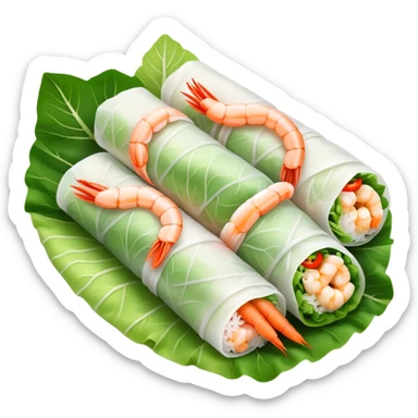cinematic-realistic-vietnamese-summer-rolls-dish-emoji,-depicted-with-delicate-rice-paper-wraps-filled-with-fresh-vegetables-and-shrimp-rendered-with-crisp-textures-and-refreshing-lighting. sticker