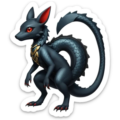 Sophisticated Modern Gothic Gloomy Futuristic Scaly Cyber-Salandit-Umbreon-Litten-Hybrid (Full body) sticker
