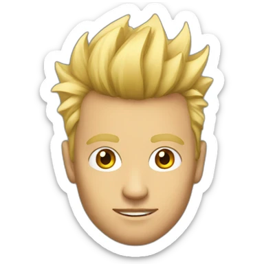 man with blonde faux hawk holding iphone sticker