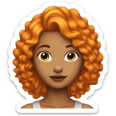 chica con cabello color naranja, cabello rizado, y piel blanca  sticker