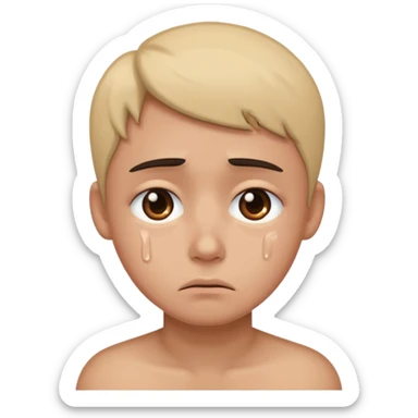 Sad face with a tear  sticker