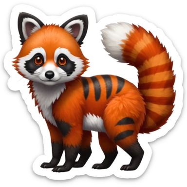 Realistic furry fuzzy scaly 4-legged quadrupedal Red-Panda-Lemur-Raccoon-Dog-Red-Fox-animal-fusion-hybrid, Full body sticker