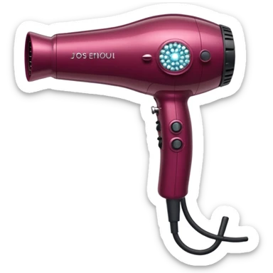 burgundy blow dryer covered in gems sticker