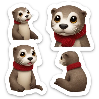 Otter with crochet scatf sticker