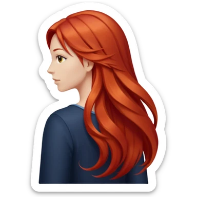 long redhead hair woman back sticker