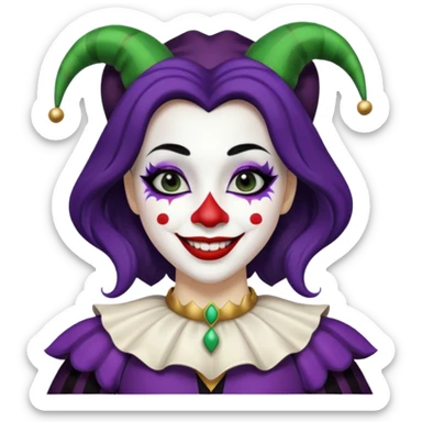 make a black and white jester with white makeup and black lipstick sticker