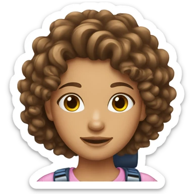 Girl with curly brown hair at the airport  sticker