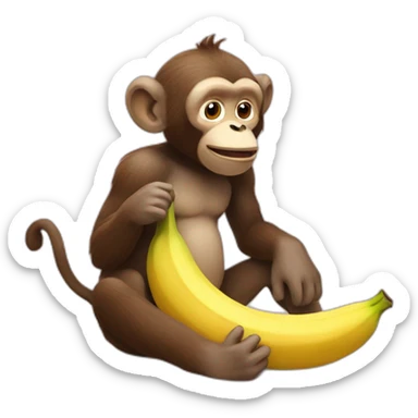 Un singe qui mange une banane sticker