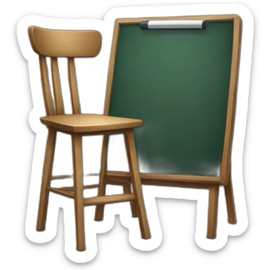 teacher's chair with a blackboard behind sticker