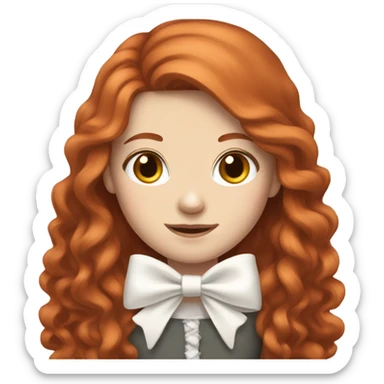Red-haired girl with long hair and a white bow in hair with pale skin sticker