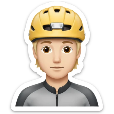 joven rubio con casco de bicicleta sticker