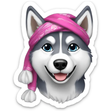 a husky with a foulard on his head sticker