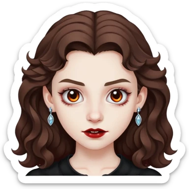 vampire teen with wavy medium brown hair and eyebrown piercing and earrings sticker