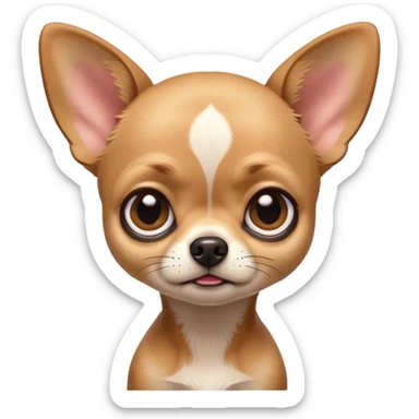 Cinematic Meme-Worthy Grumpy Fawn Short Haired Chihuahua Portrait Emoji, Head held high but eyes filled with dramatic disappointment, smooth fawn fur with a sleek finish, deeply furrowed brow forming an unmistakable scowl, floppy ears slightly angled back in disapproval, piercing dark eyes glaring with pure exasperation, Simplified yet hilariously over-exaggerated features, highly detailed, glowing with an aura of supreme annoyance, high shine, exhausted yet judgmental, stylized with an almost regal pettiness, bright but brooding, soft glowing outline, capturing the essence of a pup that has seen it all and is thoroughly unimpressed, so meme-worthy it feels like it could instantly become the next viral sensation of grumpiness! sticker