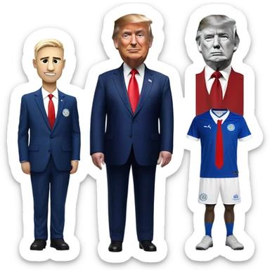 Leicester city football supporter with Donald trump  sticker