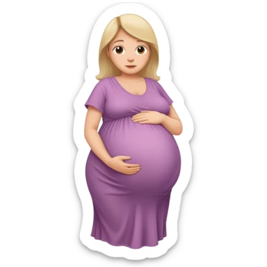 very heavily pregnant overdue woman with very large belly  sticker