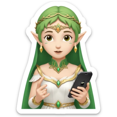 elf with greece custome dress and smartphone sticker