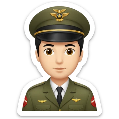 Olive skinned man with black hair dressed as pilot  sticker